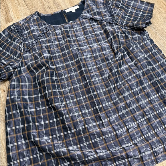 LOFT • Shimmer Plaid Blouse - Picture 4 of 11